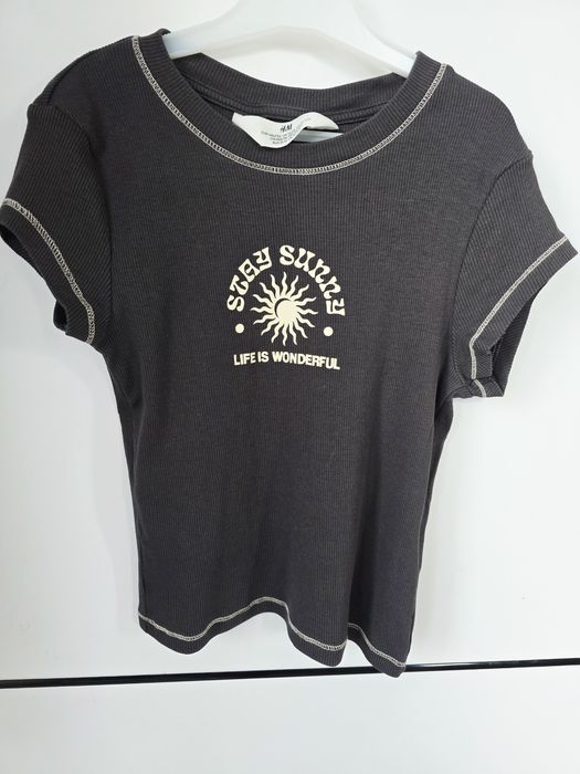 Koszulka t-shirt prążek H&M rozmiar 146/152 cm