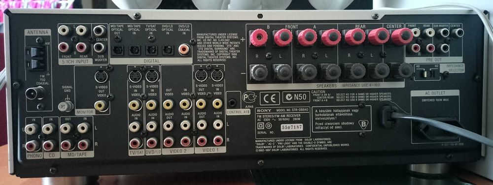 Sony Sistema Home Theater composto por STR-DB840+SA-WMS7+SA-VE835ED