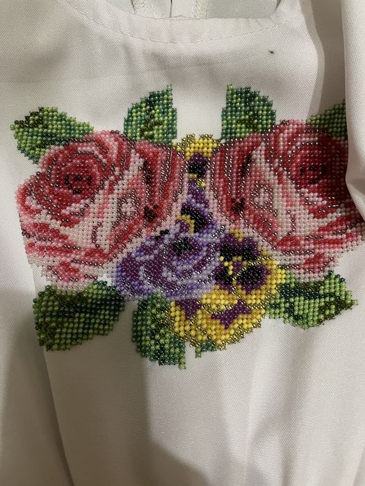 Вишиванка вишита бісером,вишиванка льон,нарядне платтячко