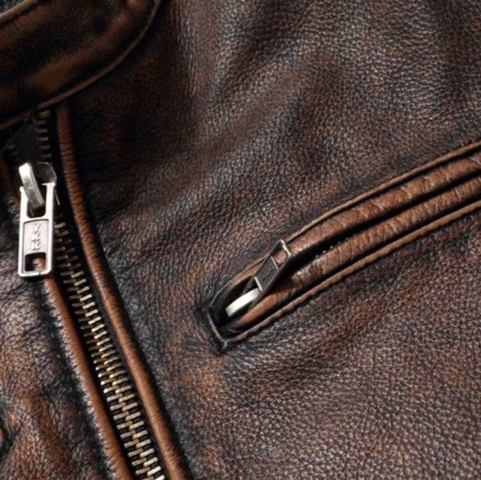 Męska skórzana ramoneska bikerka kurtka vintage sportowa