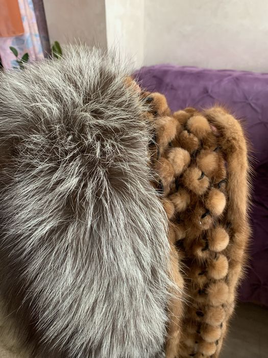 Шарф накидка норка чорнобурка