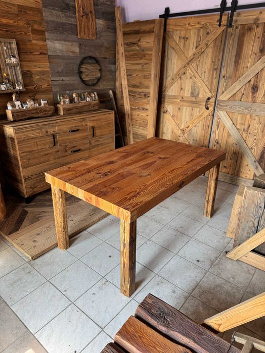 Stół prawdziwe stare drewno ręczna robota unikatowy klimat 150 x 90 cm