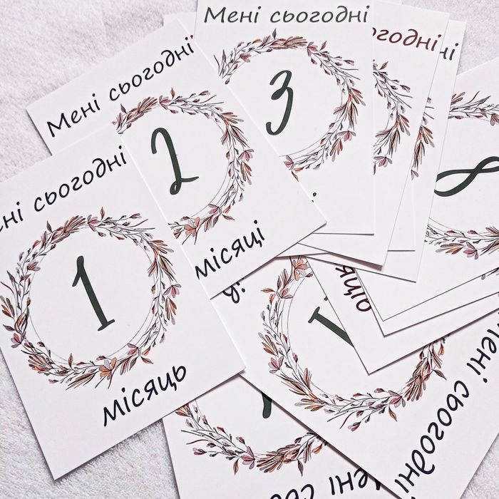 Карточки для фотосессии ребенка по месяцам, картки для фотосесії малюк