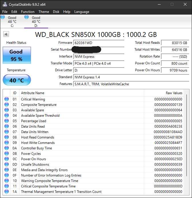 WD Black SN850X 1TB NVMe PCIe 4.0