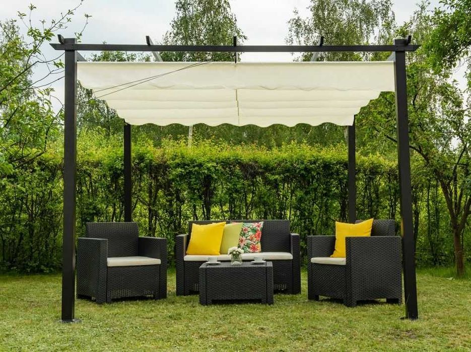 Pergola Tarasowa ogrodowa HDM 3x3 Metalowa Zwijany Dach Altana Solidna