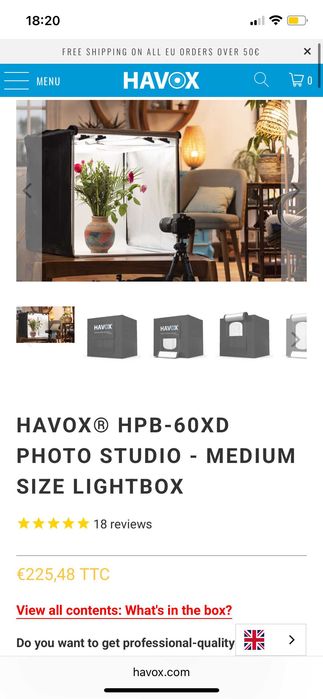 Estúdio Fotográfico / Caixa de Luz Havox HPB-60XD - Como Novo!