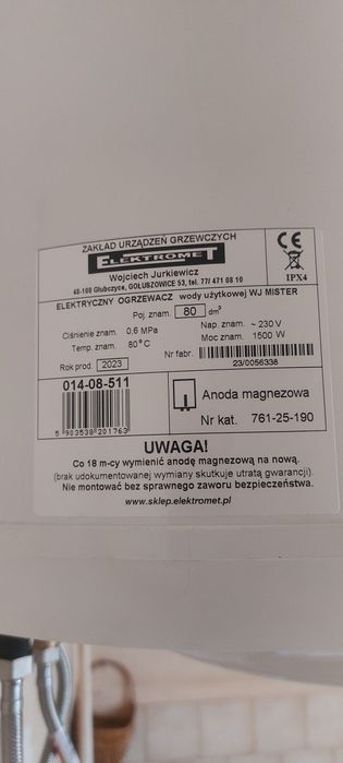 Podgrzewacz wody nie używany .
