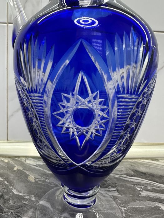 Вінтажний кувшин графин з синього скла Стрий