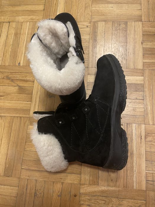 Buty botki workery naturalna skora zamsz sznurowane jak Emu i Ugg 39r.