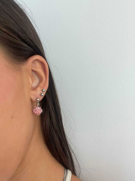 Conjunto anel, brincos e fio cruz ROSA