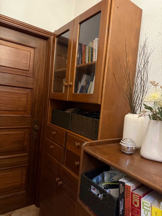 Móvel biblioteca em madeira maciça