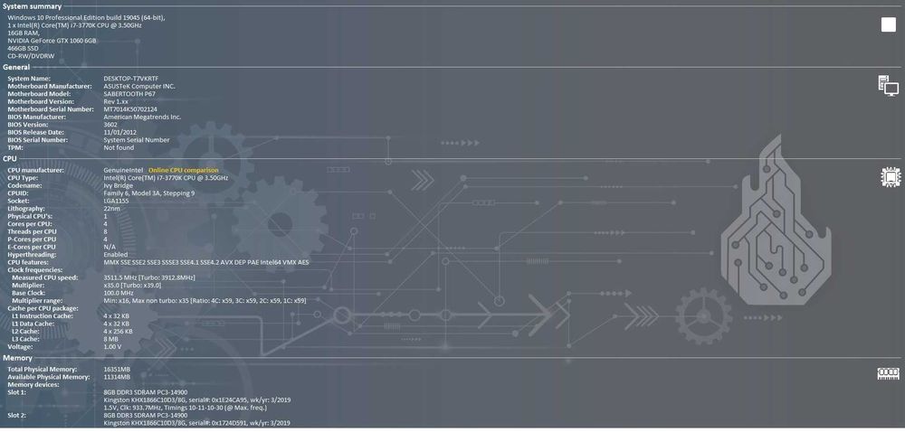 Komputer Stacjonarny i7 3770k 16gb ram 1060gtx 6gb 512 gb ssd