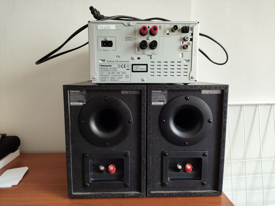Mini wieża Panasonic pmx5 z głośnikami i pilot