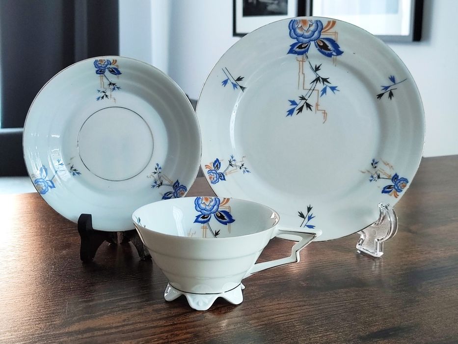 Trio, zestaw śniadaniowy, filiżanka, Schwarzenhammer Bavaria, 1910-23