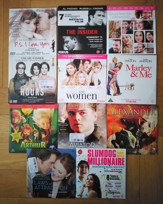 Zestaw filmów DVD 20 szt w j. Angielskim z duńskimi napisami