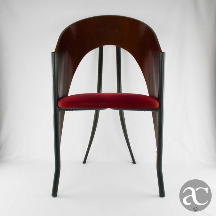 Conjunto de 3 cadeiras estilo Art Déco, em madeira, tecido e metal