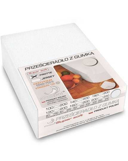 Prześcieradło frotte z gumką super soft białe 80x160 cm