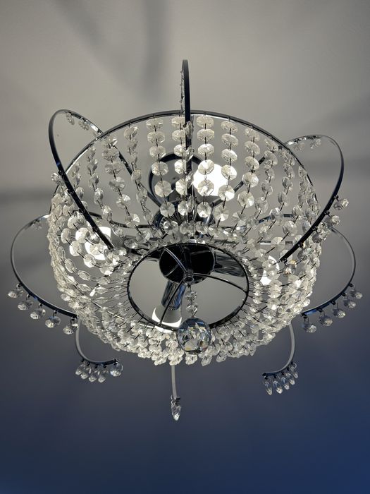 Żyrandol kryształowy srebny glamour