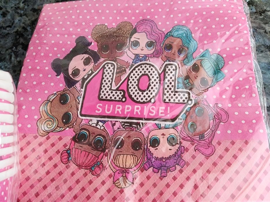Pratos, copos e guardanapos LOL Surprise -novo