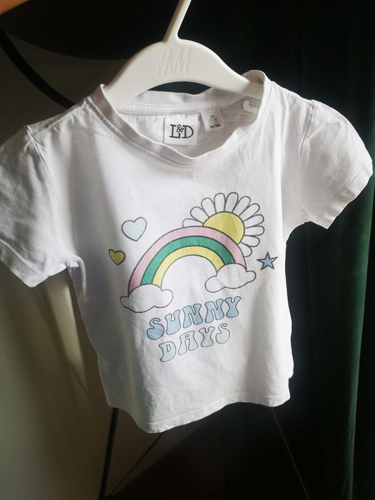 Lily & Dan biały t-shirt Sunny Days 98/104 cm 2-4 lata