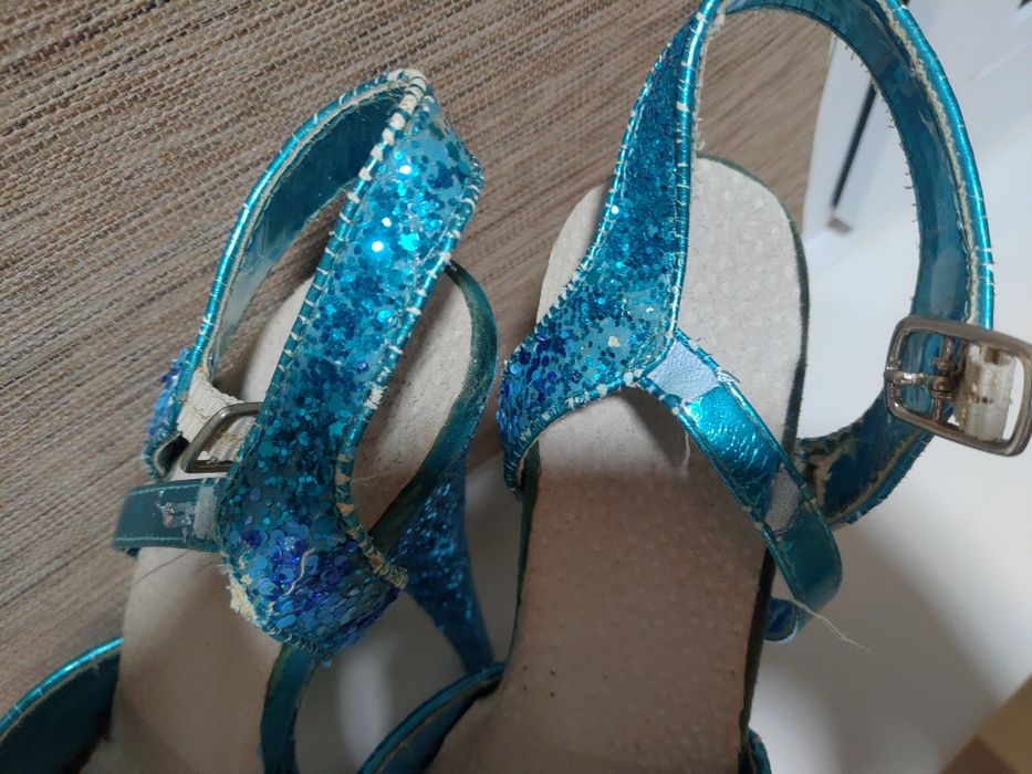 Босоножки стрипы тройки бирюзовые Pleaser 39 размер