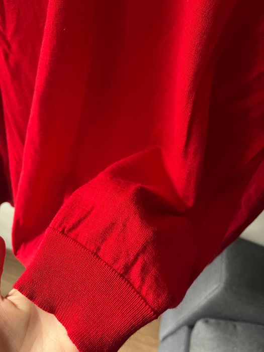 Czerwony męski sweter męski 100% wełna merino L marki H&M