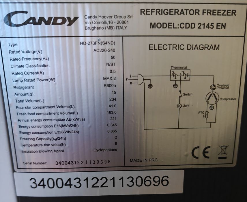 Frigorífico Candy
