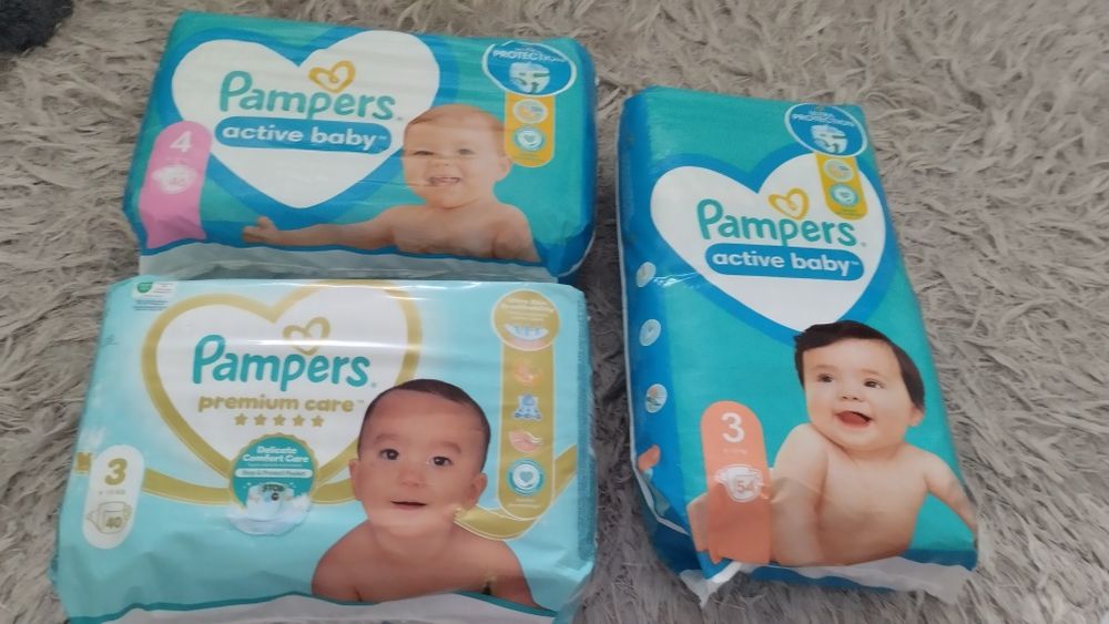 Zestaw Pieluch Pampers 140 sztuk Active  Baby i Premium Care 3 i 4