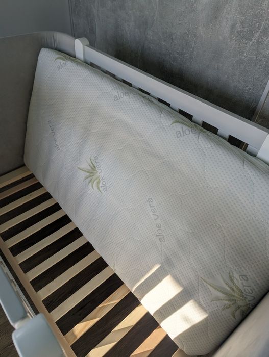 Ліжечко дитяче Монако велюр Верес з Матрацом / Кроватка детская