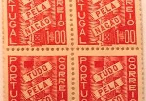 Quadra de selos novos de 1$00 - Tudo pela Nação - 1935