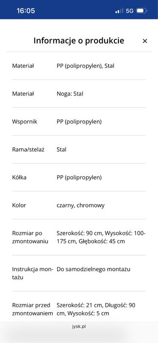 Stojak na ubrania JYSK JERSLEV BLACK – 3 sztuki – używane