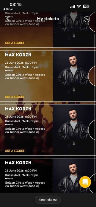 Макс Корж Дюселюдорф GOLDEN CIRCLE WEST (ZONE A)