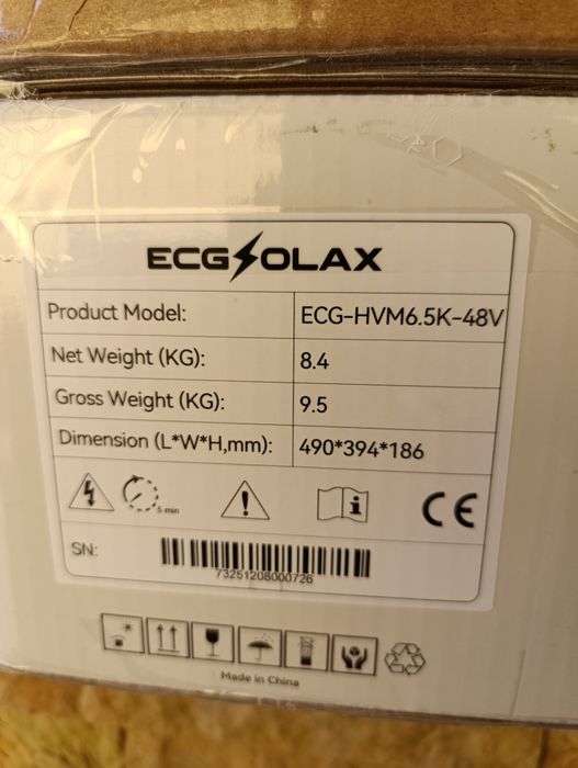 Гібридний інвертор Esgsolax 6.5kw 48v Wi-Fi