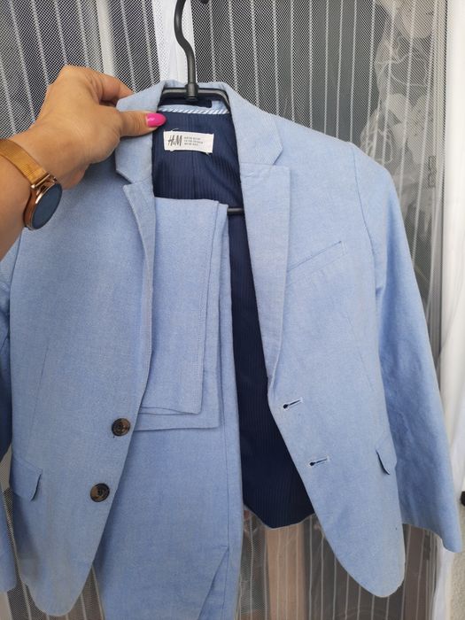 Garnitur błękitny h&m 122 /128 stan bardzo dobry
