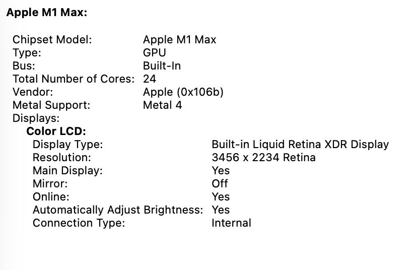 MacBook Pro 16’ M1 MAX 64GB RAM 1TB SSD Space