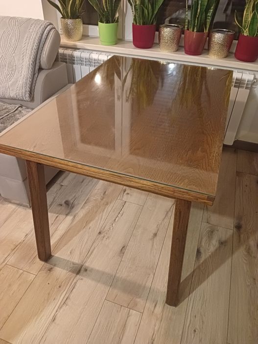 Stół rozkładany drewniany 120x80 cm złoty dąb