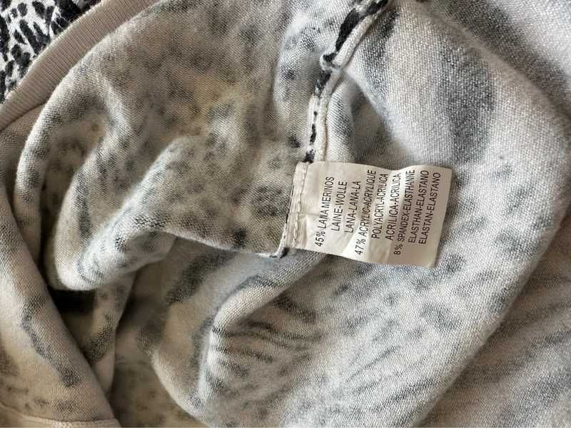 Bluzka wełna merino animal print zebra leopard Y2K dopasowana