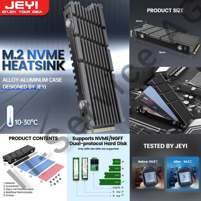 радіатор M2 M3 2280 NGFF NVME PCI-E SSD Jonsbo JEYI HR-09