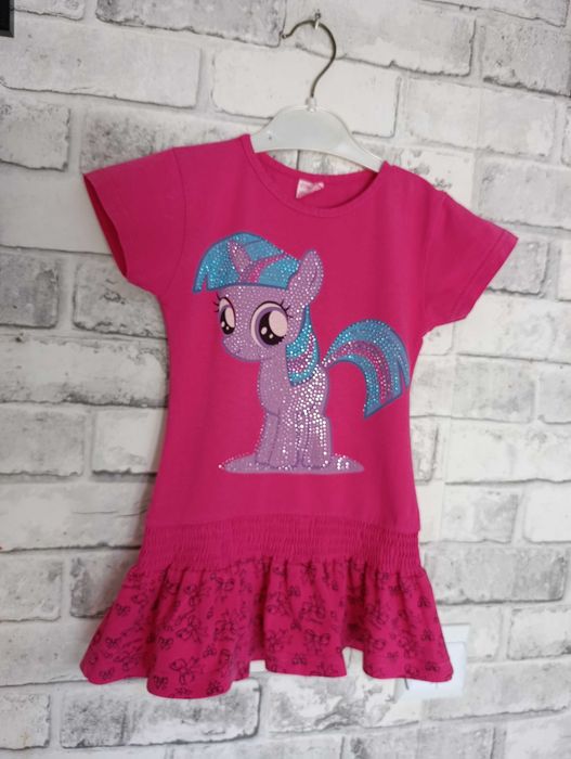 różowa sukienka kucyk pony jednorożec krótki rękaw z falbanką 92-104
