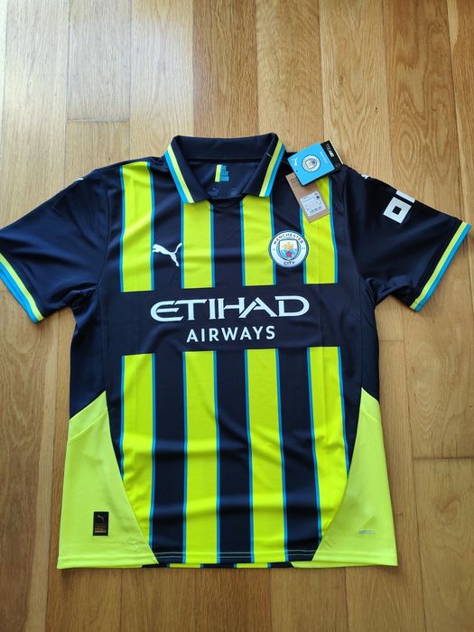 Camisola futebol adulto original Puma Manchester City away homem néon nova