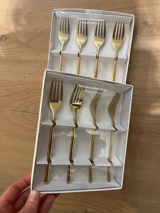 Komplet zestaw złotych widelczyków deserowych home&you
