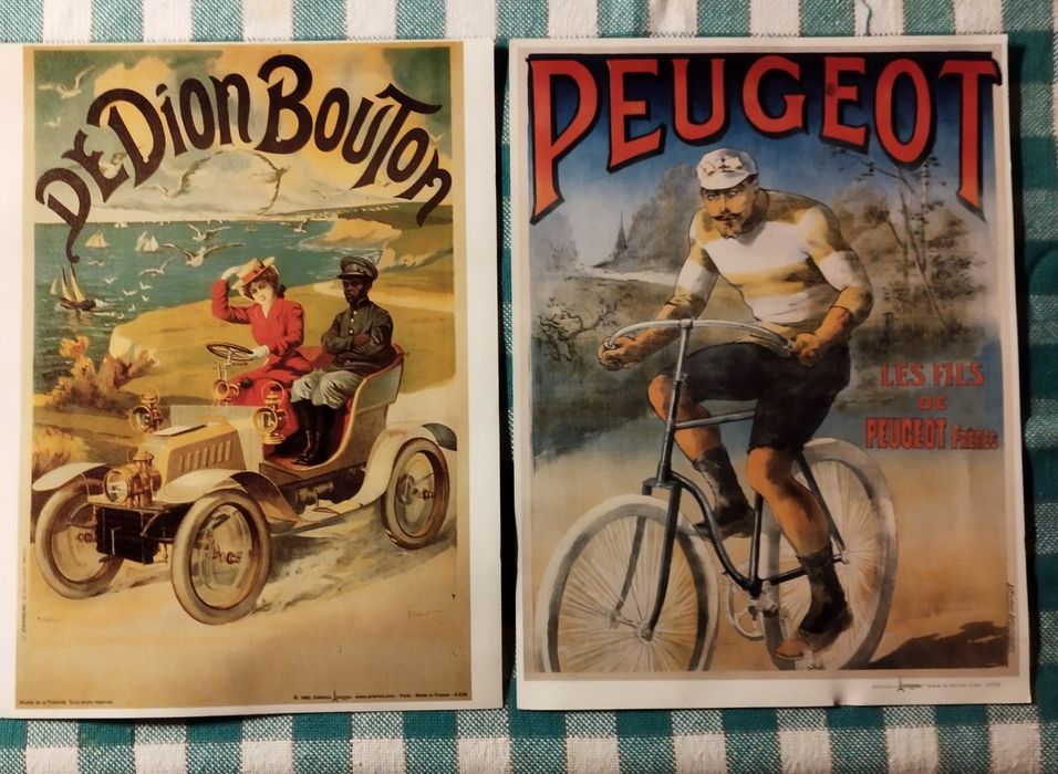 Posters do De Dion Bouton e da Peugeot