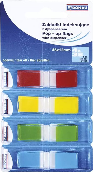 Zakładki indeksujące z dyspenserem, 4 kolory. Donau