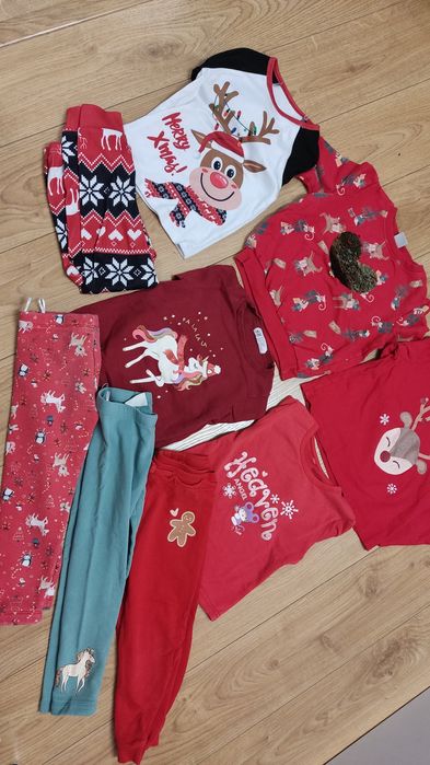 Zestaw świątecznych ubrań dla dziewczynki 98/104 paczka H&M i inne