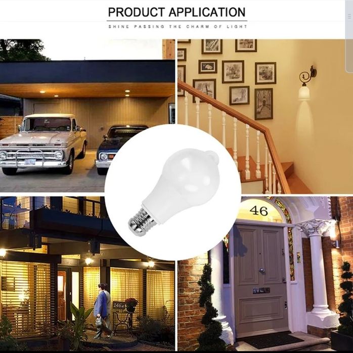 Lâmpada led inteligente detector de movimentos casa quarto apartamento