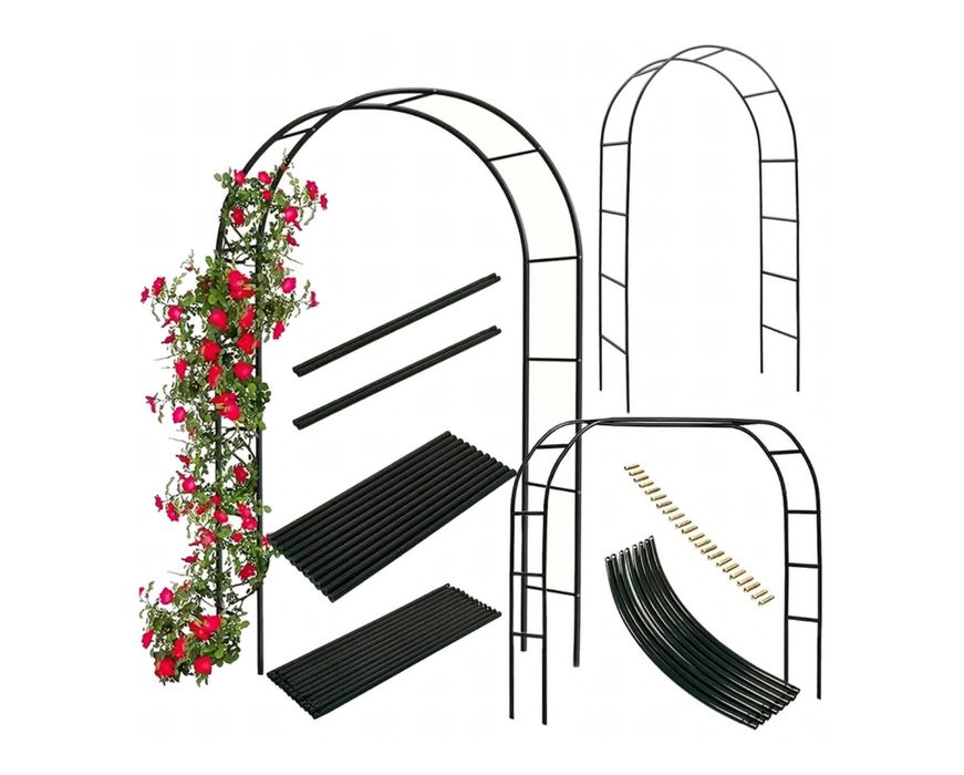 Pergola Ogrodowa Metalowa Łuk Na Kwiaty max. 2.2m x 2.4m Róże Pnącza