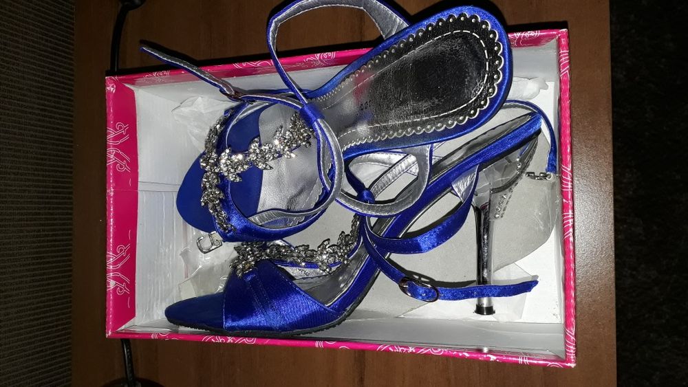Buty na obcasie niebieskie