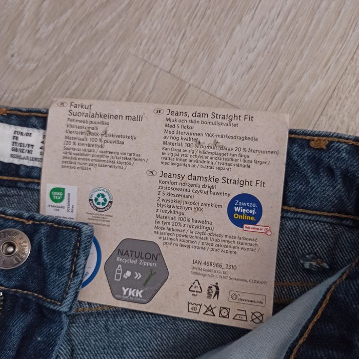 NOWE. Jeansy damskie Straight fit Esmara r 38