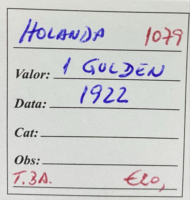 Moeda 1079 - HOLANDA 1 Gulden 1922 Prata