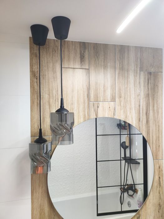 Dwie lampki lustro gięte szkło czarne loft